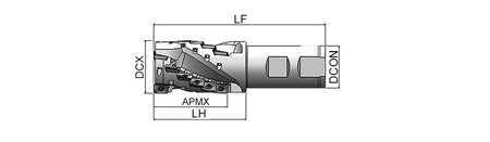 AKKO AHM90-AP S-System Helix End Mill - dimension drawing