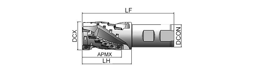 AKKO AHM90-AP S-System Helix End Mill - dimension drawing