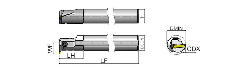AKKO AIKT-HK-R/L Internal Grooving Toolholder - dimension drawing