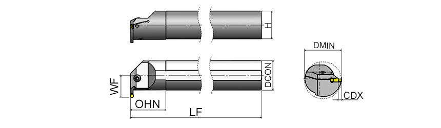 AKKO AIKT-IG-R/L Internal Grooving Toolholder - dimension drawing