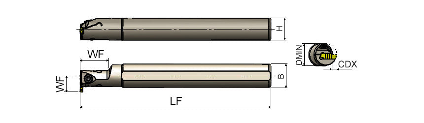 AKKO AIKT-IGI-R/L Internal Grooving Toolholder - dimension drawing