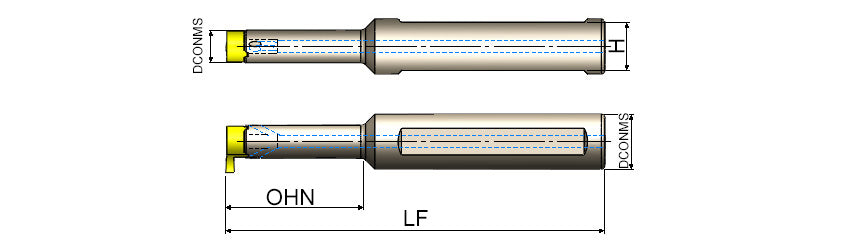 AKKO AIKT-MB Internal Grooving Toolholder - dimension drawing