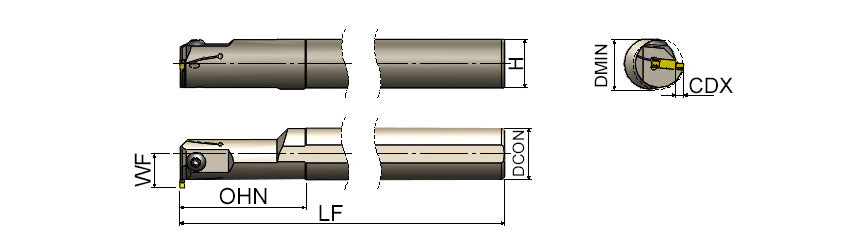 AKKO AIKT-TD-R/L Internal Grooving Toolholder - dimension drawing