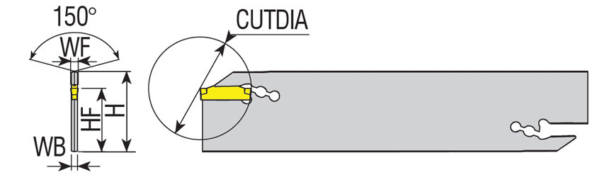 AKKO AKL-123 Parting and Deep Grooving Blade - dimension drawing