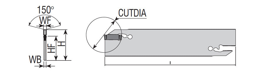 AKKO AKL-SGC Parting and Deep Grooving Blade - dimension drawing