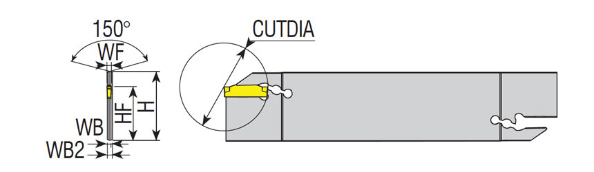 AKKO AKL-TD Parting and Deep Grooving Blade - dimension drawing
