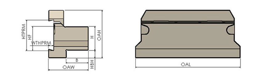 AKKO ALBU Parting Blade Block - dimension drawing