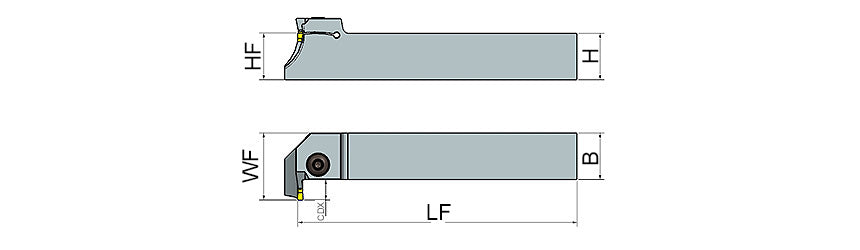 AKKO ALKT-ZCC2-R/L L-Type Face Grooving Toolholder - dimension drawing