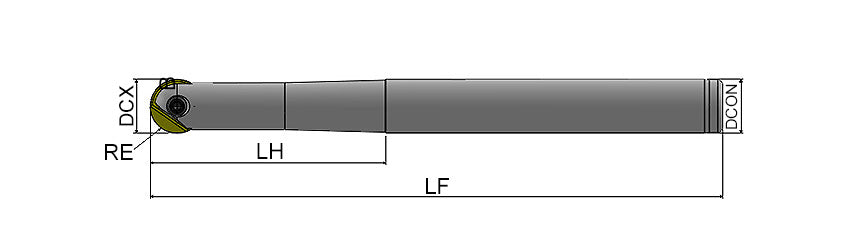 AKKO APMR-BNM Ball Nose End Mill - dimension drawing
