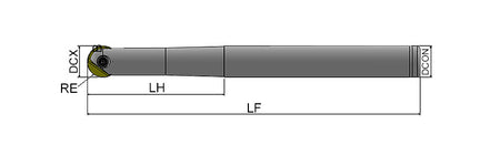 AKKO APMR-BNM Ball Nose End Mill - dimension drawing