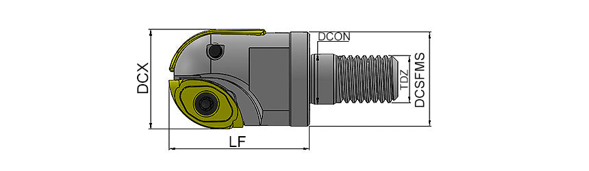 AKKO APMR-SWB Ball Nose Modular End Mill - dimension drawing