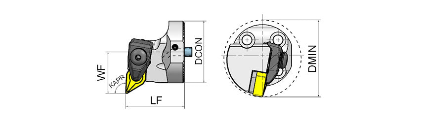 AKKO ATTC-TDUNR/L Antivibration Boring Bar - dimension drawing