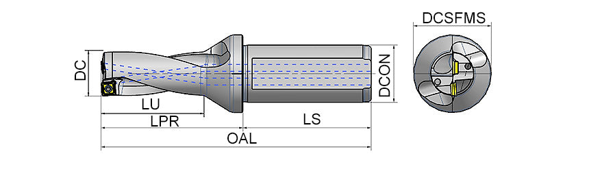 AKKO ATUM-XD2-SPGT ATUM Indexable Drill (U-Drill) - dimension drawing
