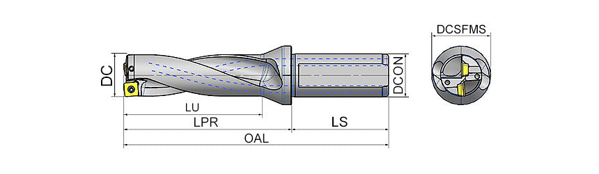AKKO ATUM-XD3-SP ATUM Indexable Drill (U-Drill) - dimension drawing
