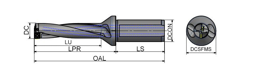 AKKO ATUM-XD4-KDR ATUM Indexable Drill (U-Drill) - dimension drawing