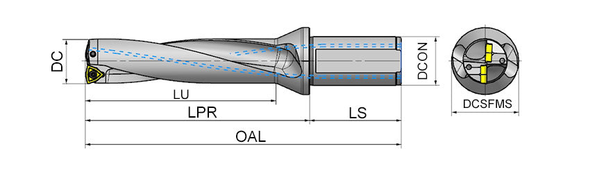 AKKO ATUM-XD4-WCM ATUM Indexable Drill (U-Drill) - dimension drawing