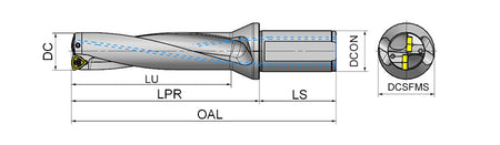 AKKO ATUM-XD4-WCM ATUM Indexable Drill (U-Drill) - dimension drawing