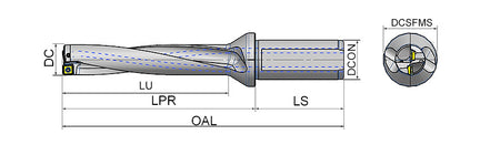 AKKO ATUM-XD5-SOMT ATUM Indexable Drill (U-Drill) - dimension drawing
