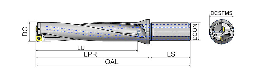 AKKO ATUM-XD5-SP ATUM Indexable Drill (U-Drill) - dimension drawing