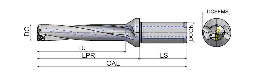 AKKO ATUM-XD5-WCM ATUM Indexable Drill (U-Drill) - dimension drawing