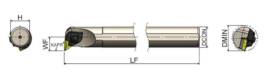 AKKO CKUNR/L C-System Boring Bar - dimension drawing