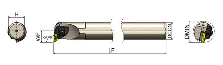 AKKO CKUNR/L C-System Boring Bar - dimension drawing
