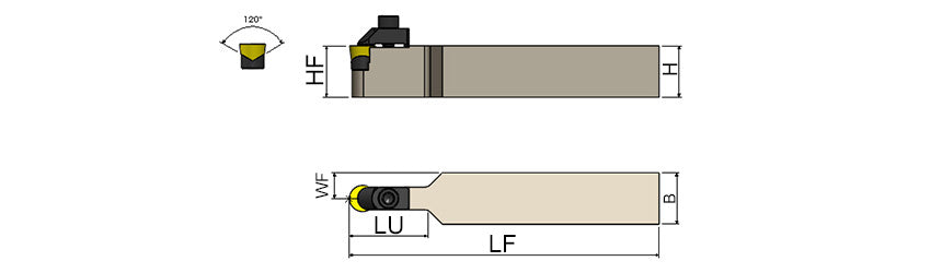 AKKO CRDCN C-System External Turning Toolholder - dimension drawing