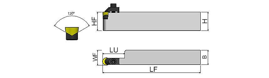 AKKO CRDCR/L C-System External Turning Toolholder - dimension drawing