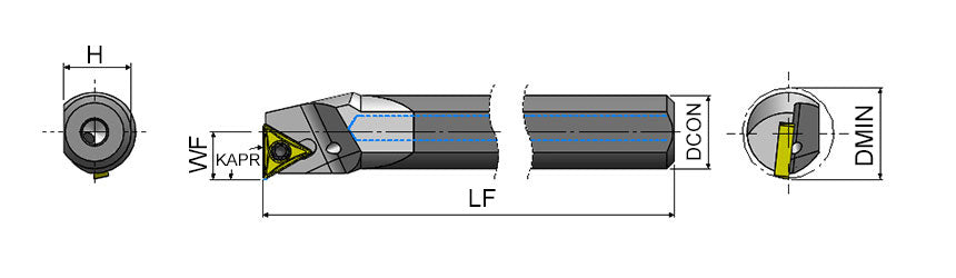 AKKO STFCR/L S-System Carbide Boring Bar - dimension drawing