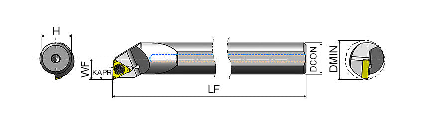 AKKO STUPR/L S-System Carbide Boring Bar - dimension drawing