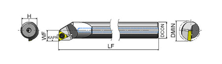 AKKO STUPR/L S-System Carbide Boring Bar - dimension drawing