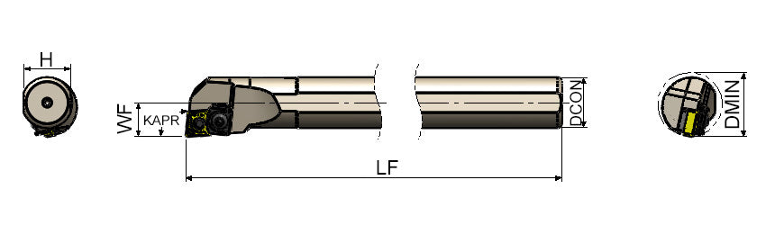 AKKO MCLNR/L M-System Boring Bar - dimension drawing