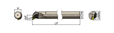 AKKO MDUNR/L M-System Boring Bar - dimension drawing