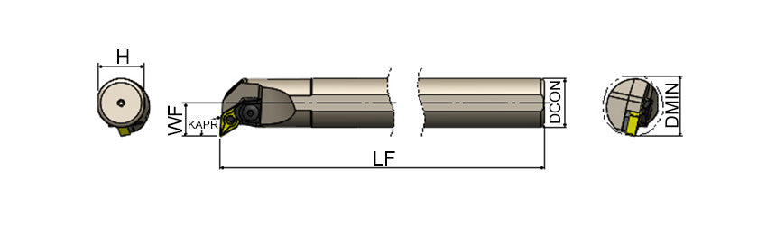 AKKO MDUNR/L M-System Boring Bar - dimension drawing