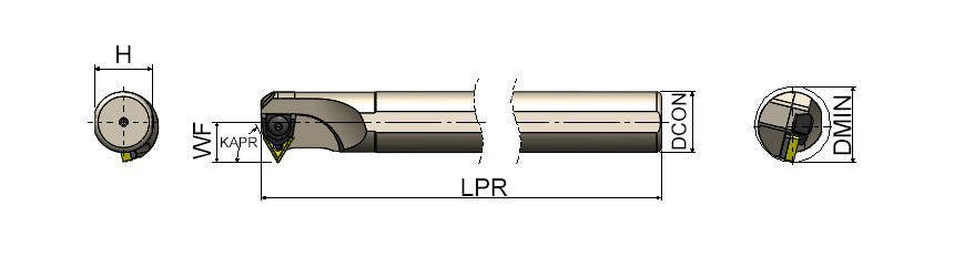 AKKO MT-NR/L M-System Boring Bar - dimension drawing