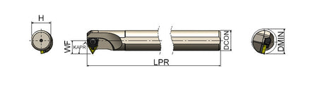 AKKO MT-NR/L M-System Boring Bar - dimension drawing