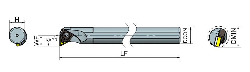 AKKO MTFNR/L M-System Boring Bar - dimension drawing