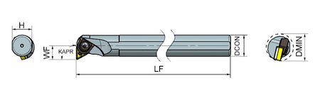 AKKO MTFNR/L M-System Boring Bar - dimension drawing