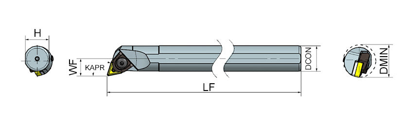 AKKO MTQNR/L M-System Boring Bar - dimension drawing