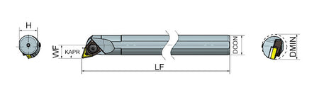 AKKO MTQNR/L M-System Boring Bar - dimension drawing