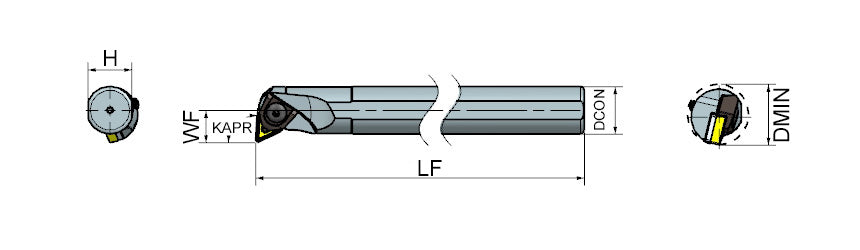 AKKO MTUNR/L M-System Boring Bar - dimension drawing