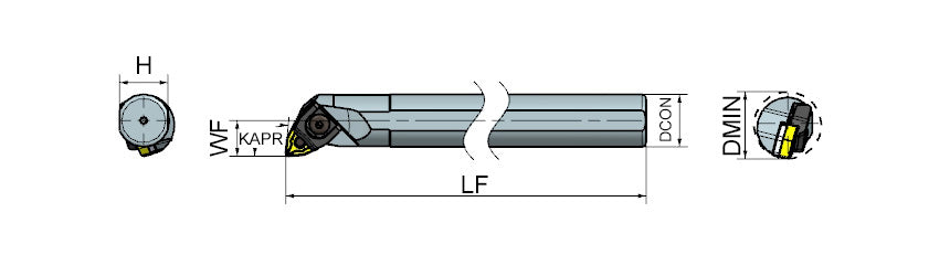 AKKO MWLNR/L M-System Boring Bar - dimension drawing