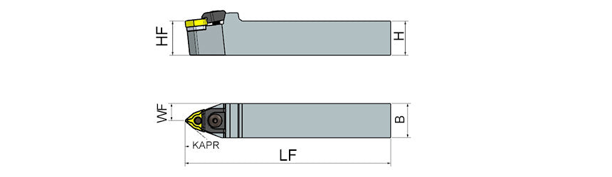 AKKO MWMNN M-System External Turning Toolholder - dimension drawing