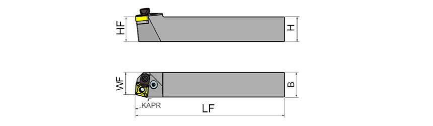 AKKO PCBNR/L P-System External Turning Toolholder - dimension drawing
