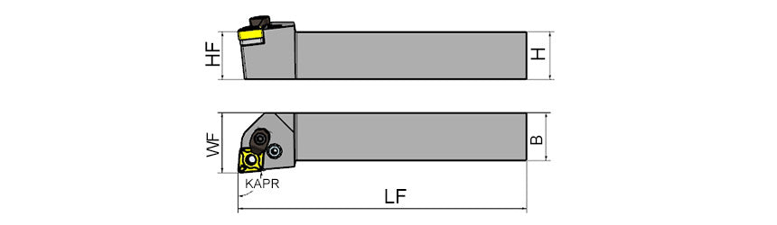 AKKO PCLNR/L P-System External Turning Toolholder - dimension drawing