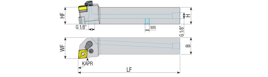 AKKO PCLNR/L-H P-System External Turning Toolholder - dimension drawing