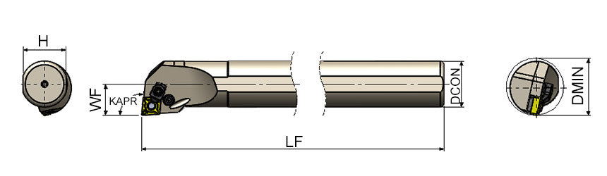 AKKO PCLNR/L P-System Boring Bar - dimension drawing