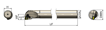 AKKO PCLNR/L P-System Boring Bar - dimension drawing