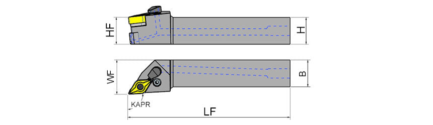 AKKO PDJNR/L-H P-System External Turning Toolholder - dimension drawing