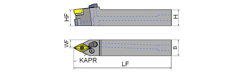 AKKO PDNNN-H P-System External Turning Toolholder - dimension drawing